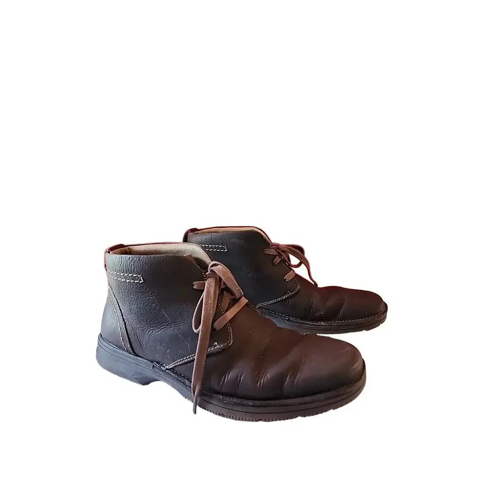 Clark's Men's 11 M Brown Leather Ankle Boots Lace Up